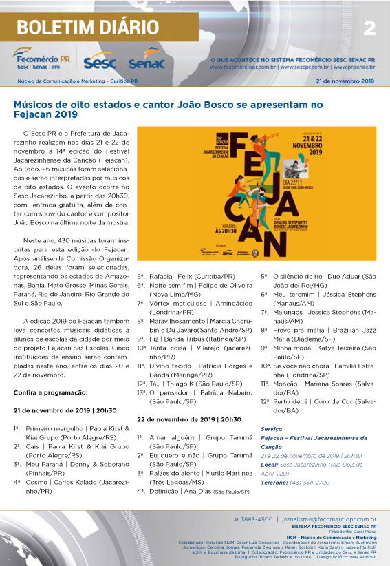 Boletim Diário | Fecomércio