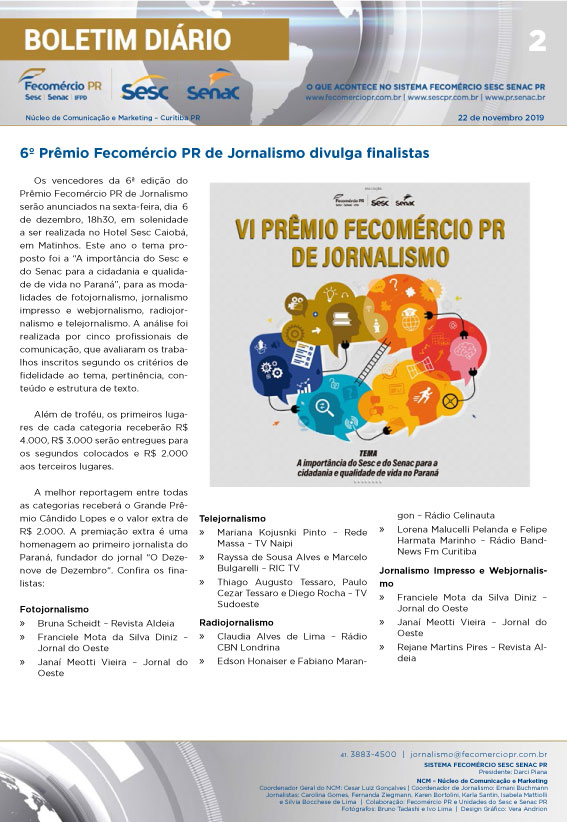 Boletim Diário | Fecomércio