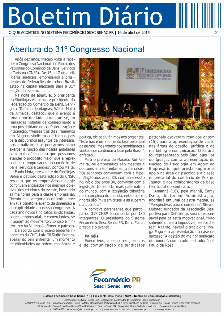 Boletim Diário | Fecomércio