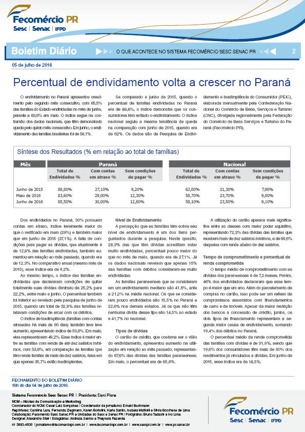 Boletim Diário | Fecomércio