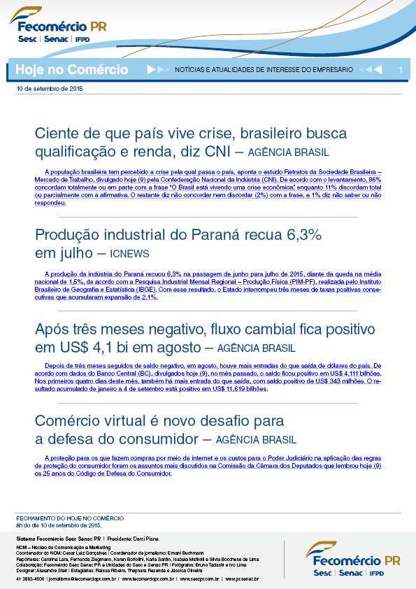 Boletim Diário | Fecomércio
