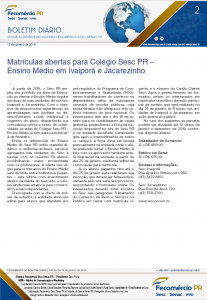 Boletim Diário | Fecomércio
