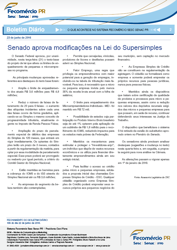 Boletim Diário | Fecomércio