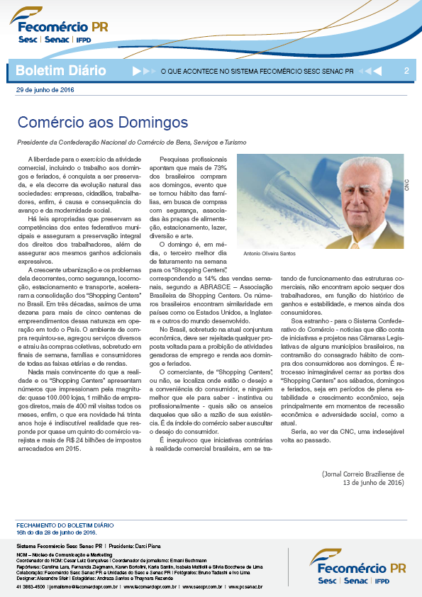 Boletim Diário | Fecomércio