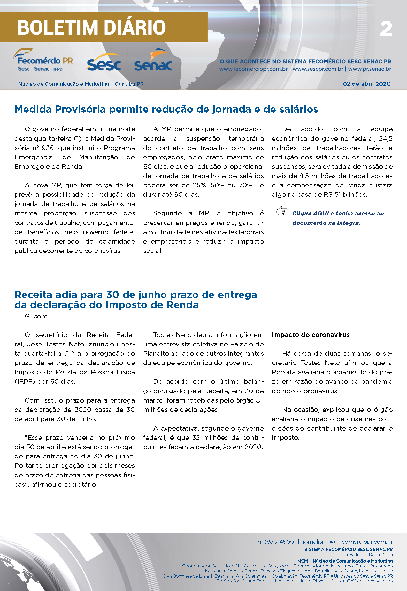 Boletim Diário | Fecomércio
