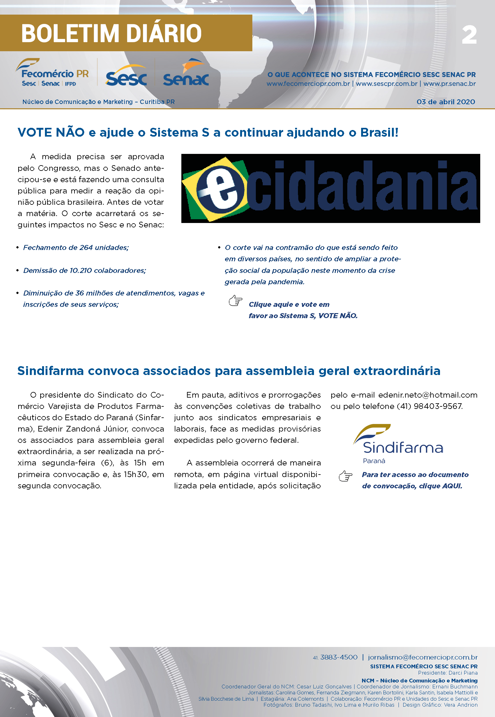 Boletim Diário | Fecomércio