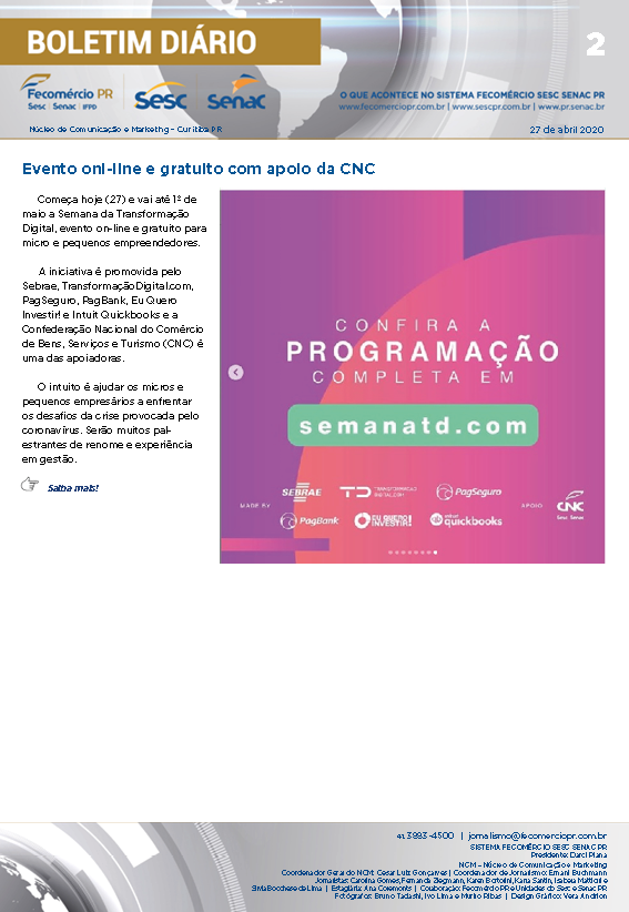 Boletim Diário | Fecomércio