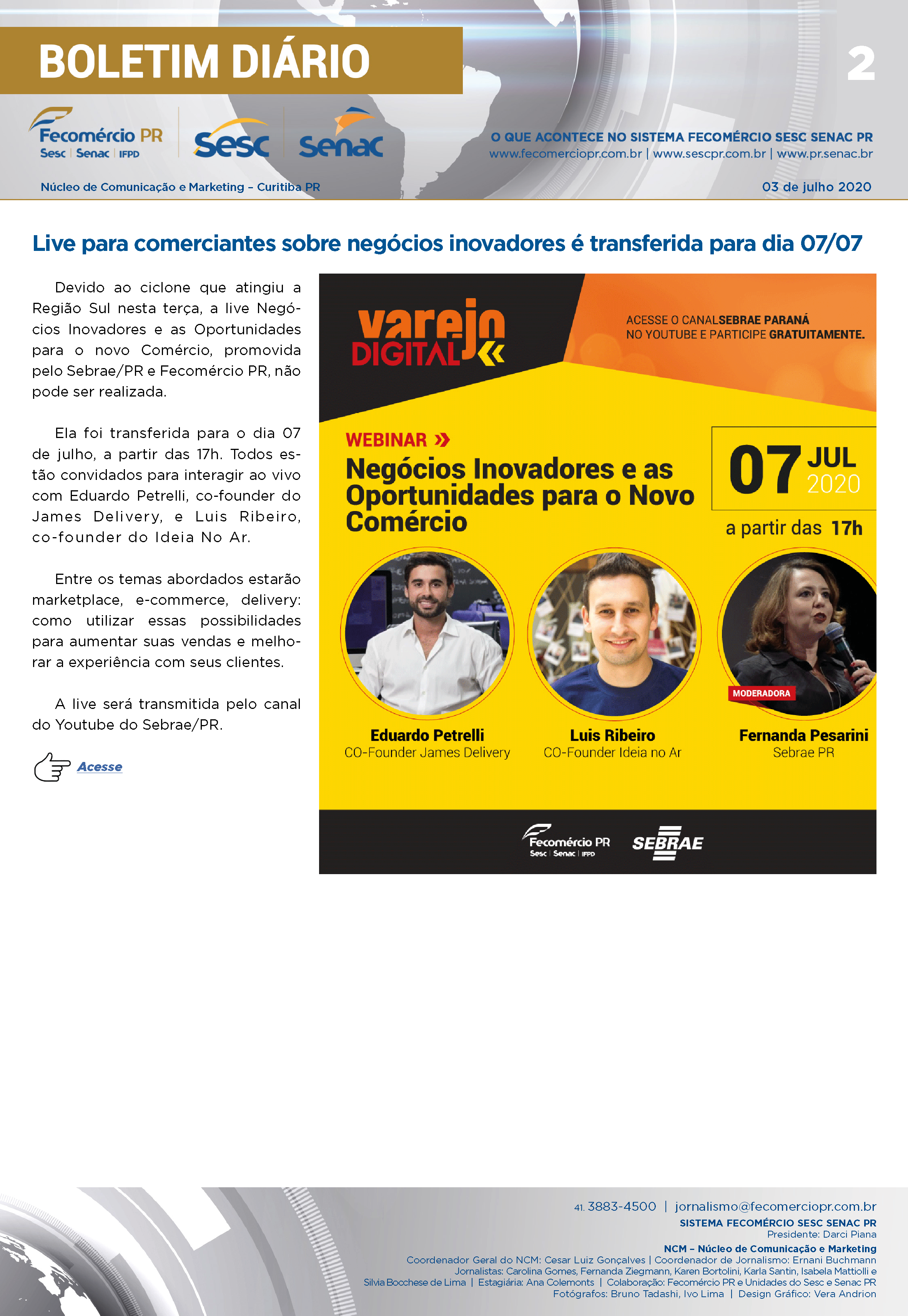 Boletim Diário | Fecomércio