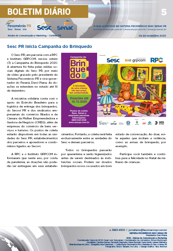 Boletim Diário | Fecomércio