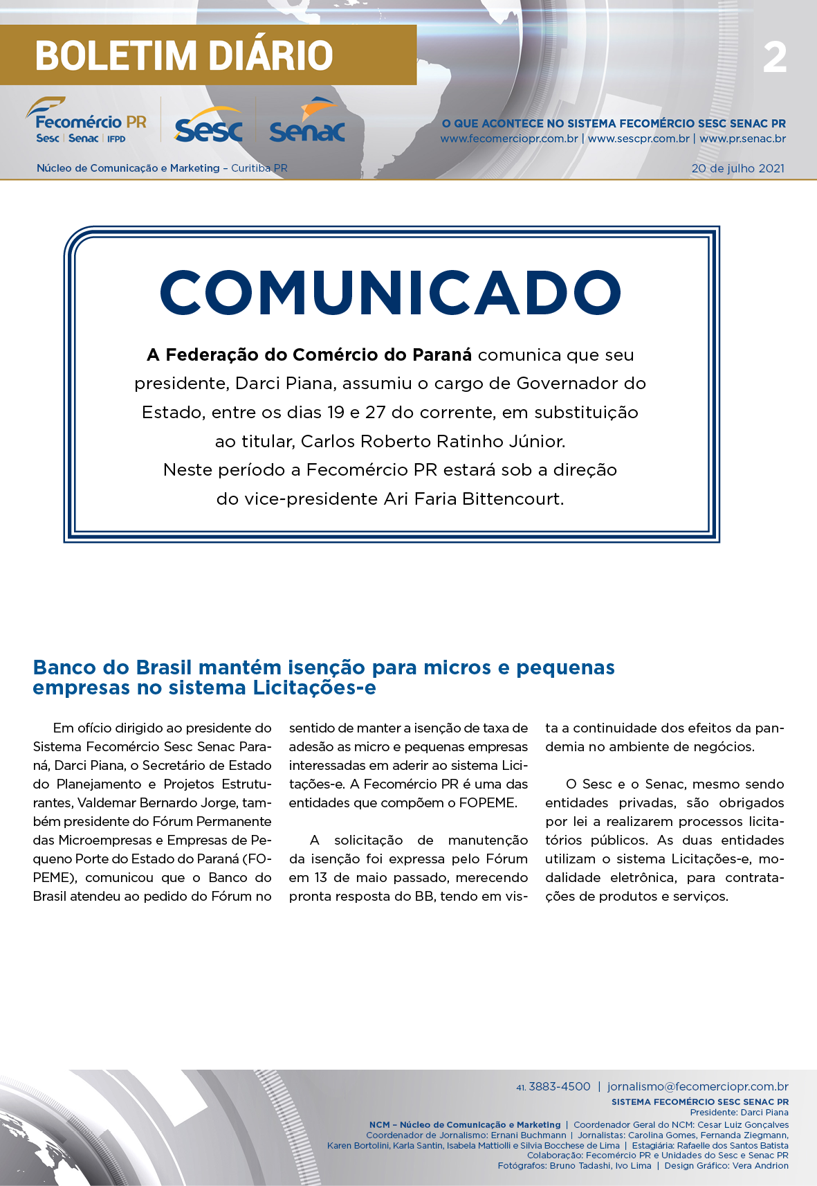 Boletim Diário | Fecomércio