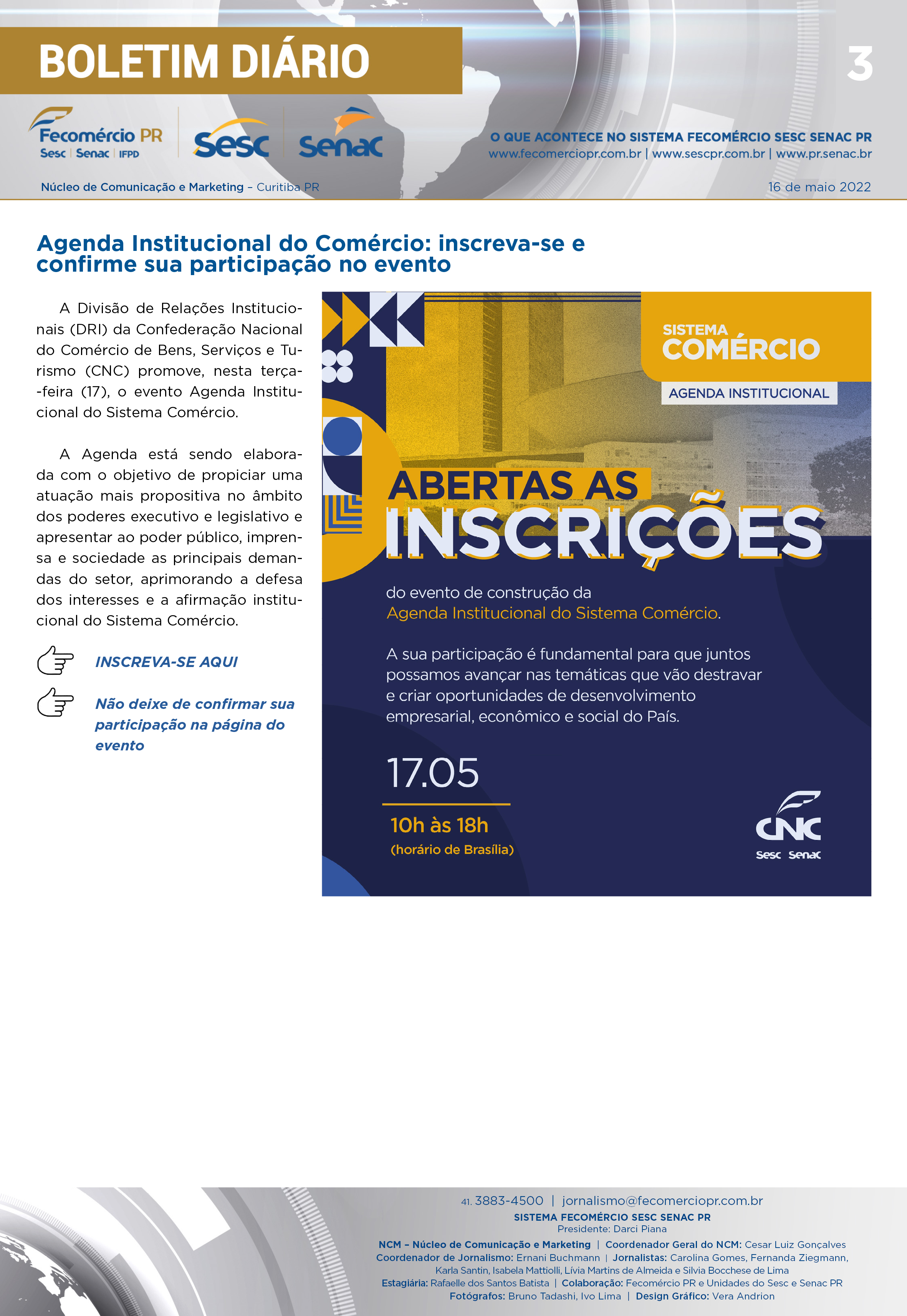 Boletim Diário | Fecomércio