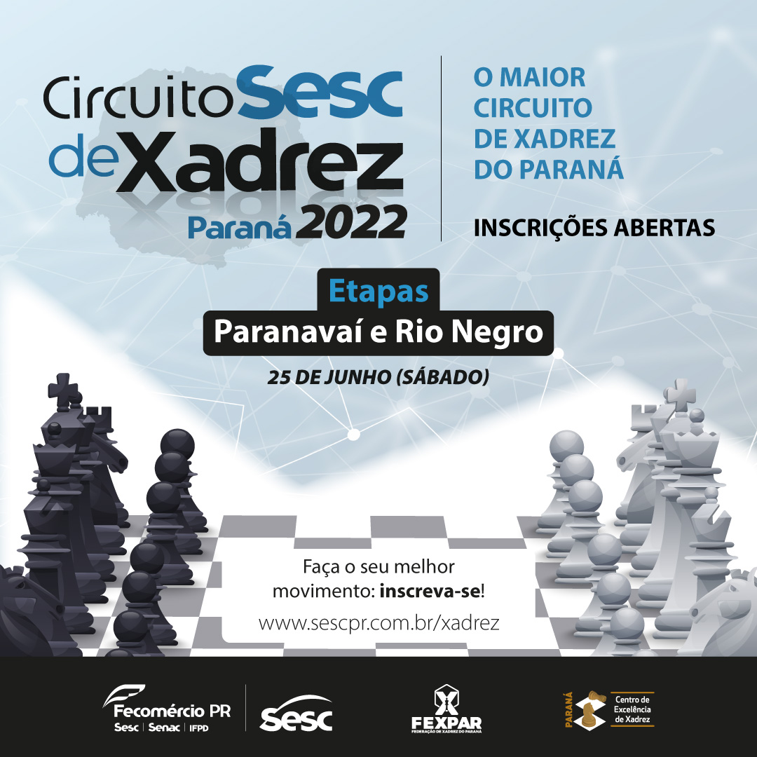 Sesc abre inscrições gratuitas para circuito online de xadrez em Paranavaí