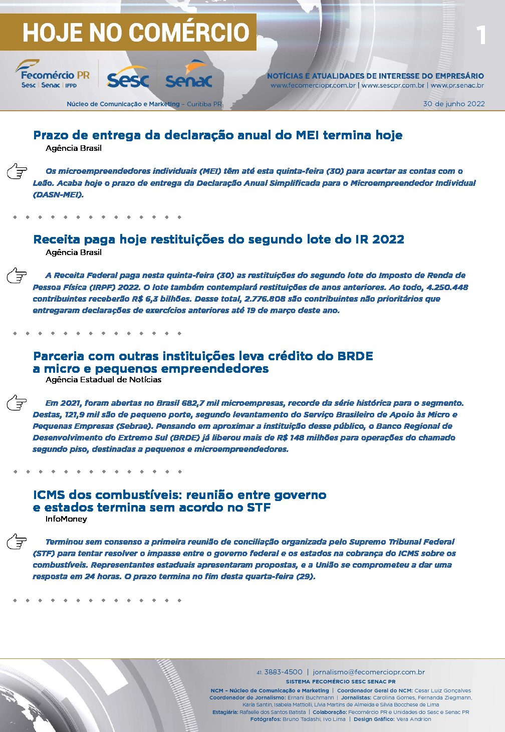 Boletim Diário | Fecomércio