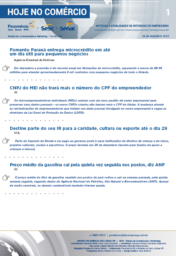 Boletim Diário | Fecomércio