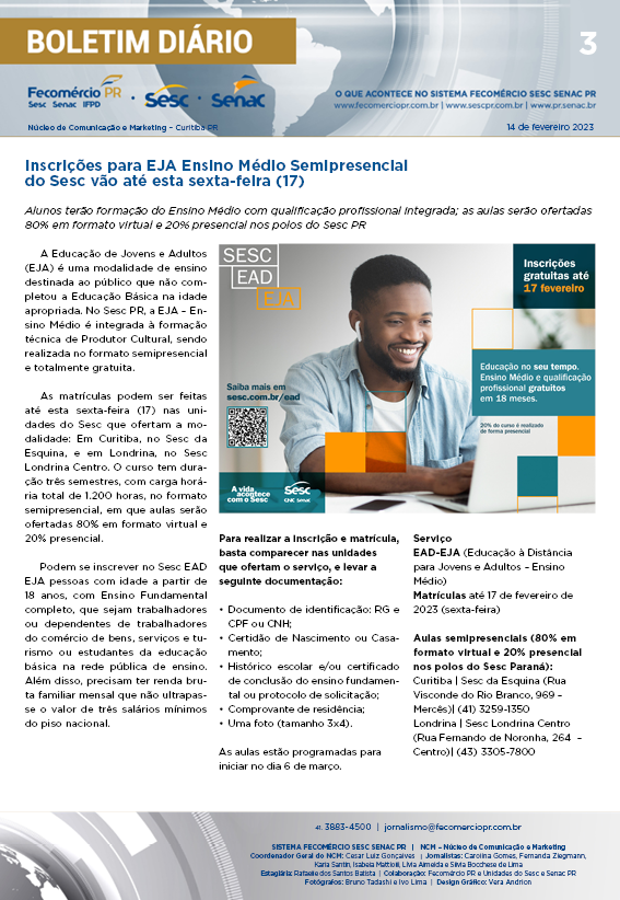 Boletim Diário | Fecomércio