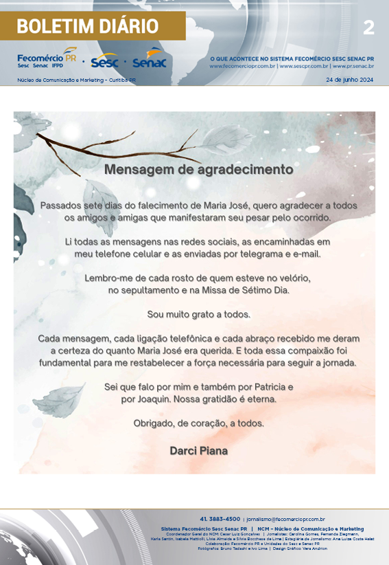 Boletim Diário | Fecomércio