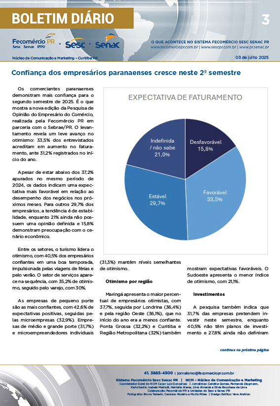 Boletim Diário | Fecomércio