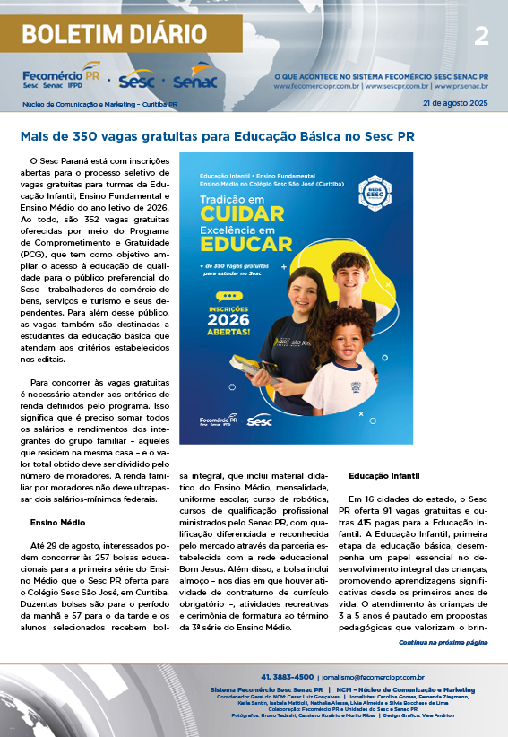 Boletim Diário | Fecomércio