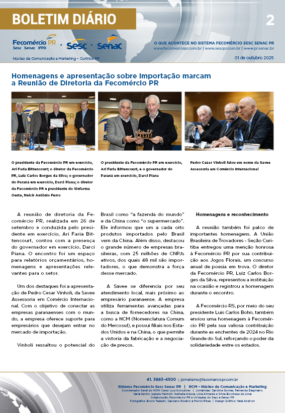 Boletim Diário | Fecomércio