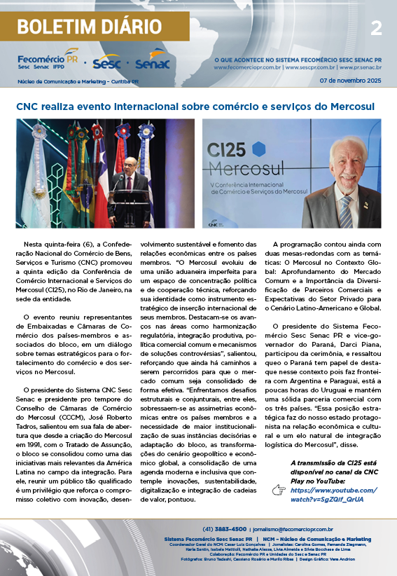 Boletim Diário | Fecomércio