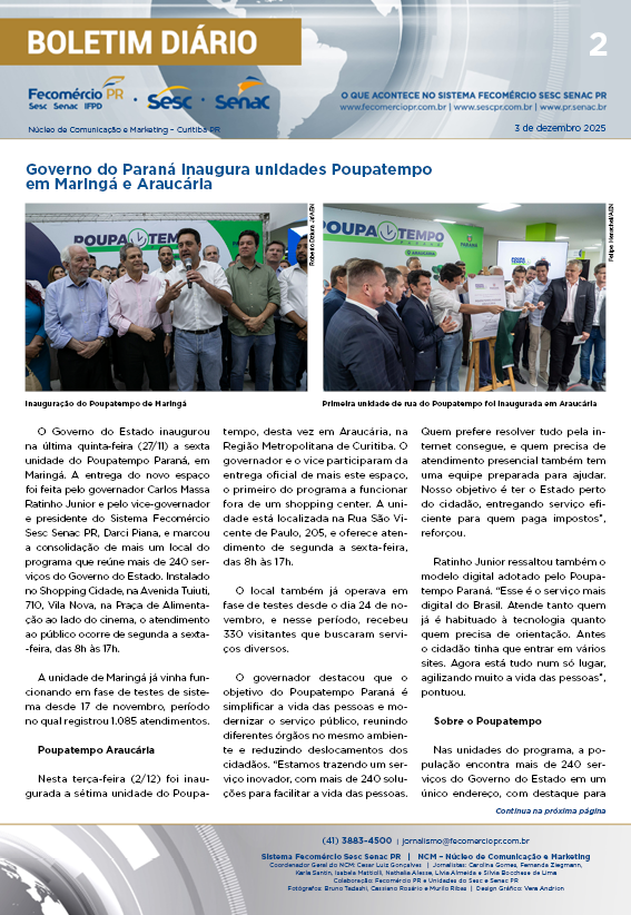 Boletim Diário | Fecomércio