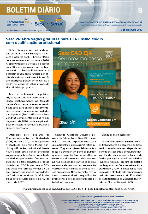 Boletim Diário | Fecomércio