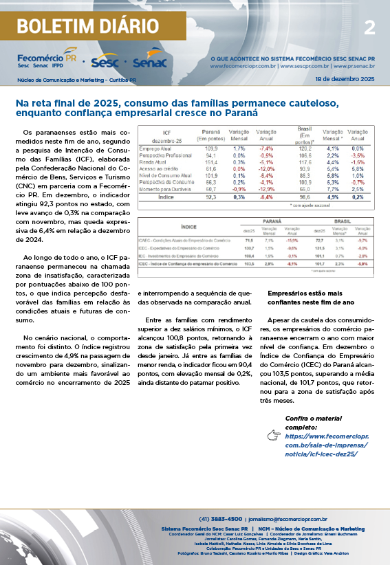Boletim Diário | Fecomércio