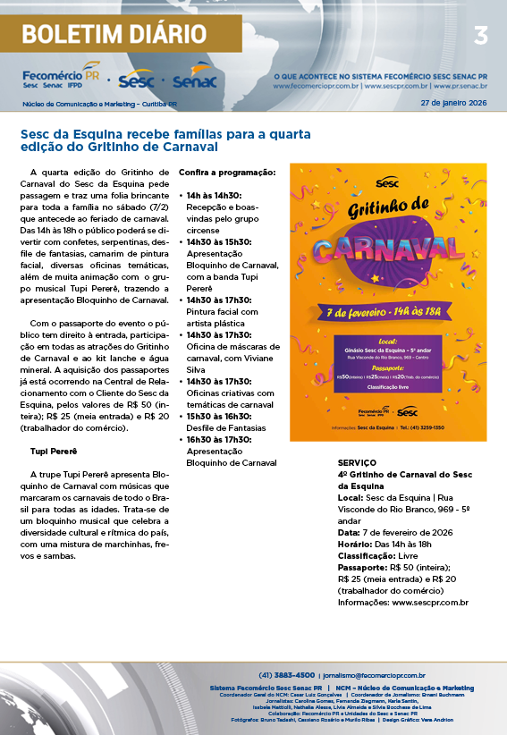 Boletim Diário | Fecomércio