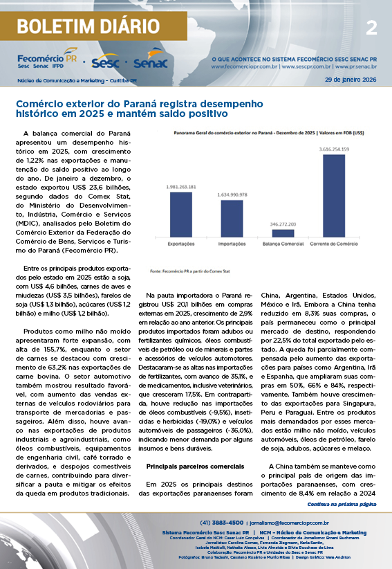 Boletim Diário | Fecomércio