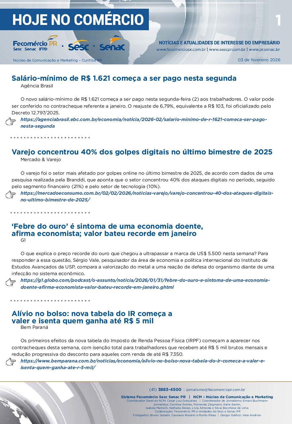 Boletim Diário | Fecomércio
