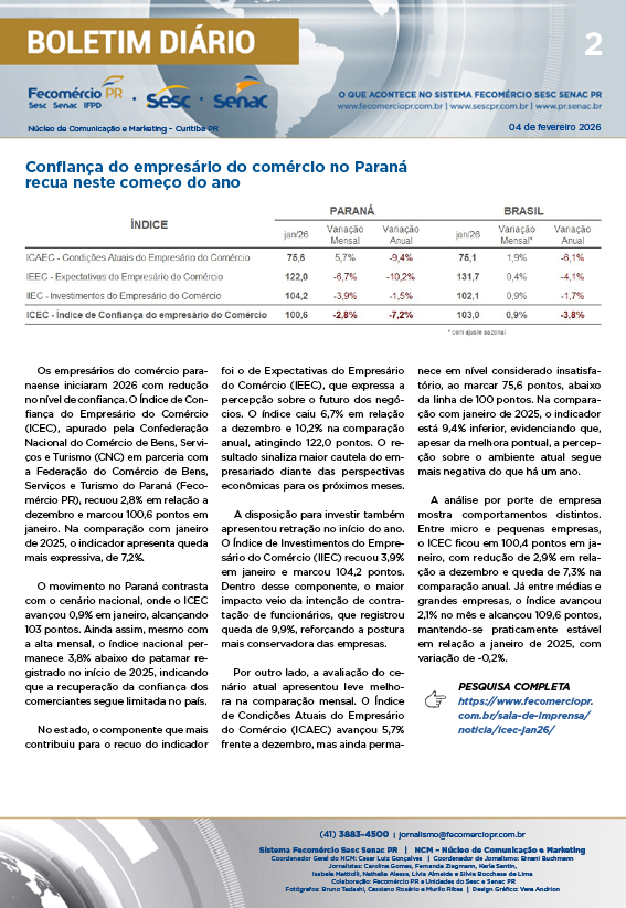 Boletim Diário | Fecomércio