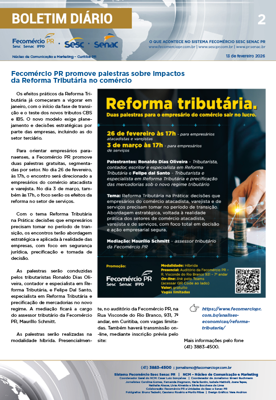 Boletim Diário | Fecomércio