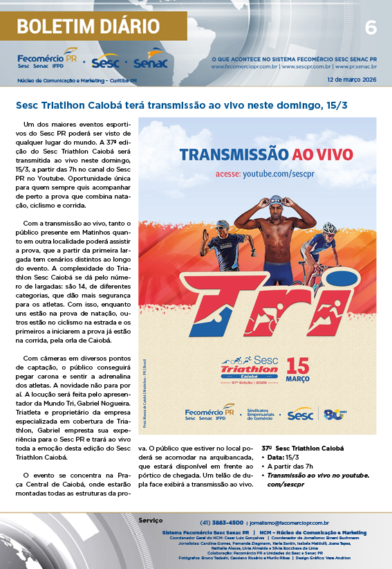 Boletim Diário – 12/03/2026 - 12/03/2026 | Fecomércio