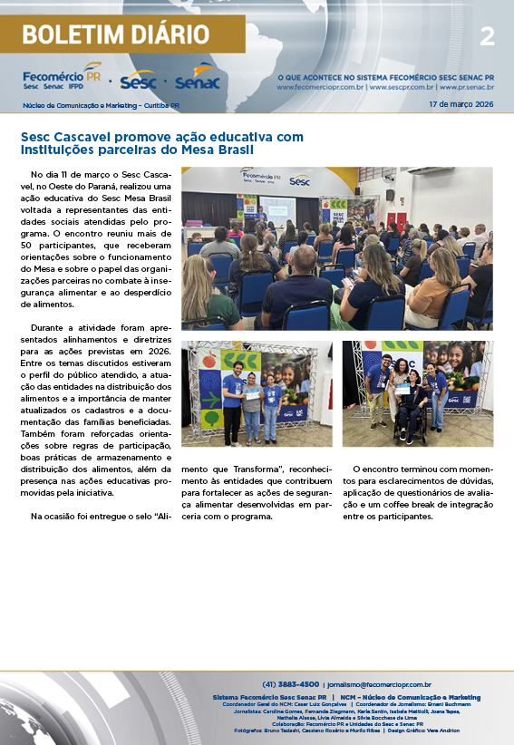 Boletim Diário – 17/03/2026 - 17/03/2026 | Fecomércio