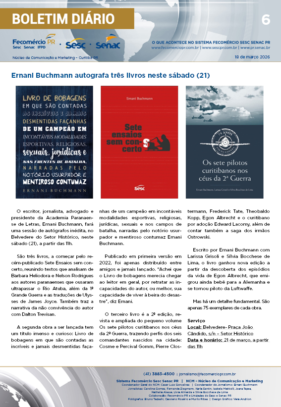 Boletim Diário – 18/03/2026 - 18/03/2026 | Fecomércio