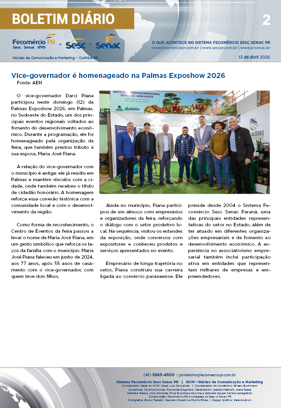 Boletim Diário | Fecomércio