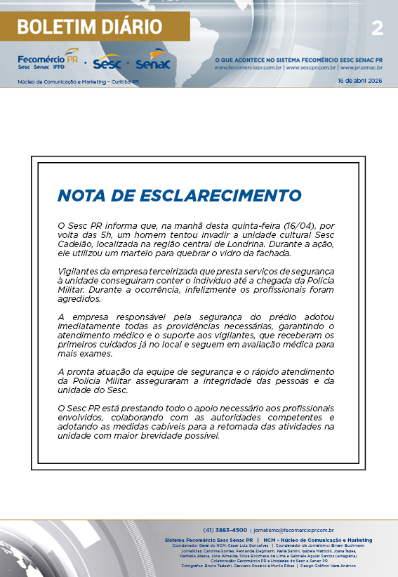 Boletim Diário | Fecomércio