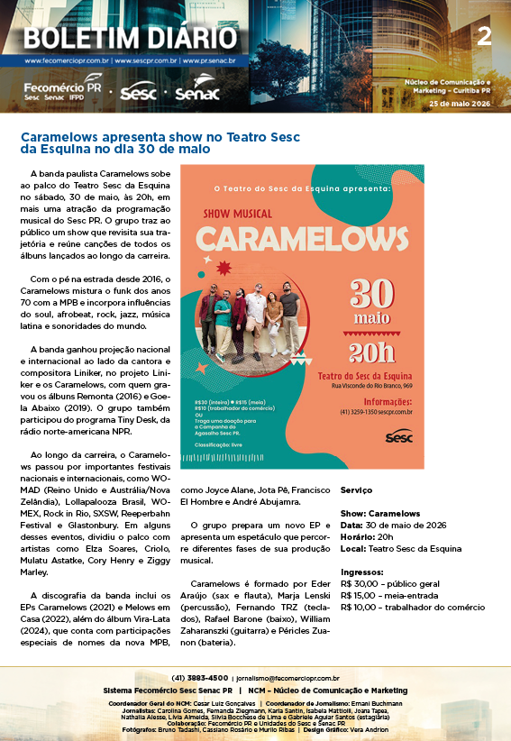 Boletim Diário – 25/05/2026 - 25/05/2026 | Fecomércio