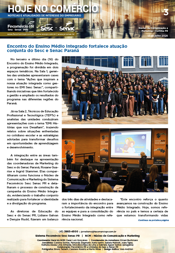 Boletim Diário – 17/07/2026 - 17/07/2026 | Fecomércio