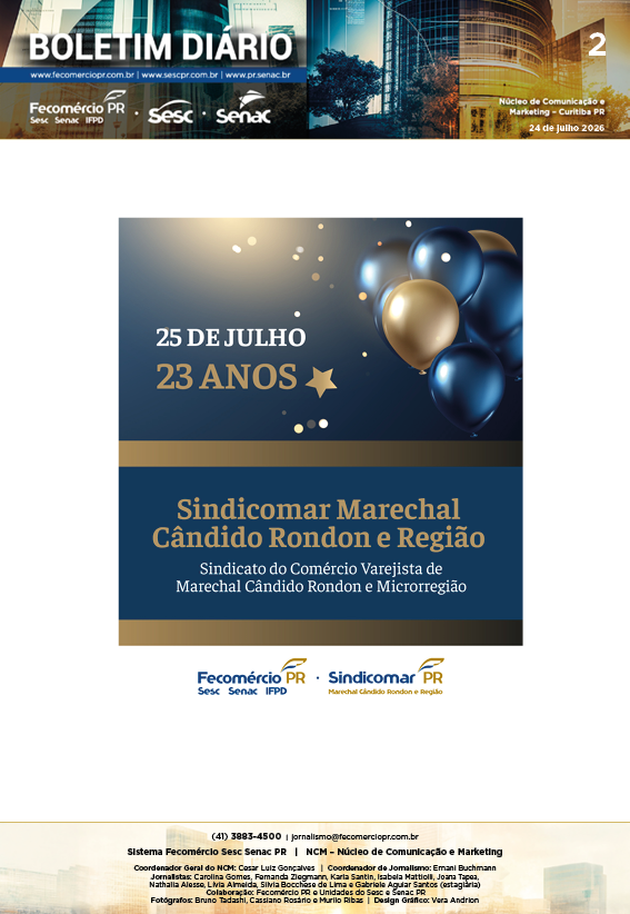 Boletim Diário – 24/07/2026 - 24/07/2026 | Fecomércio