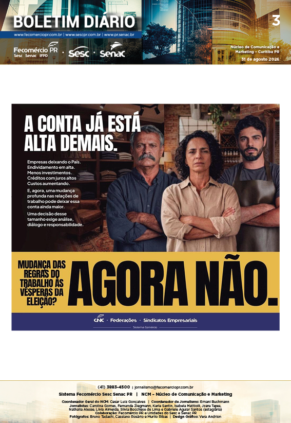 Boletim Diário – 31/08/2026 - 31/08/2026 | Fecomércio