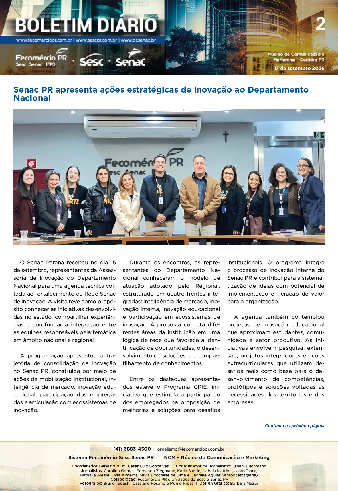 Boletim Diário – 17/09/2026 - 17/09/2026 | Fecomércio