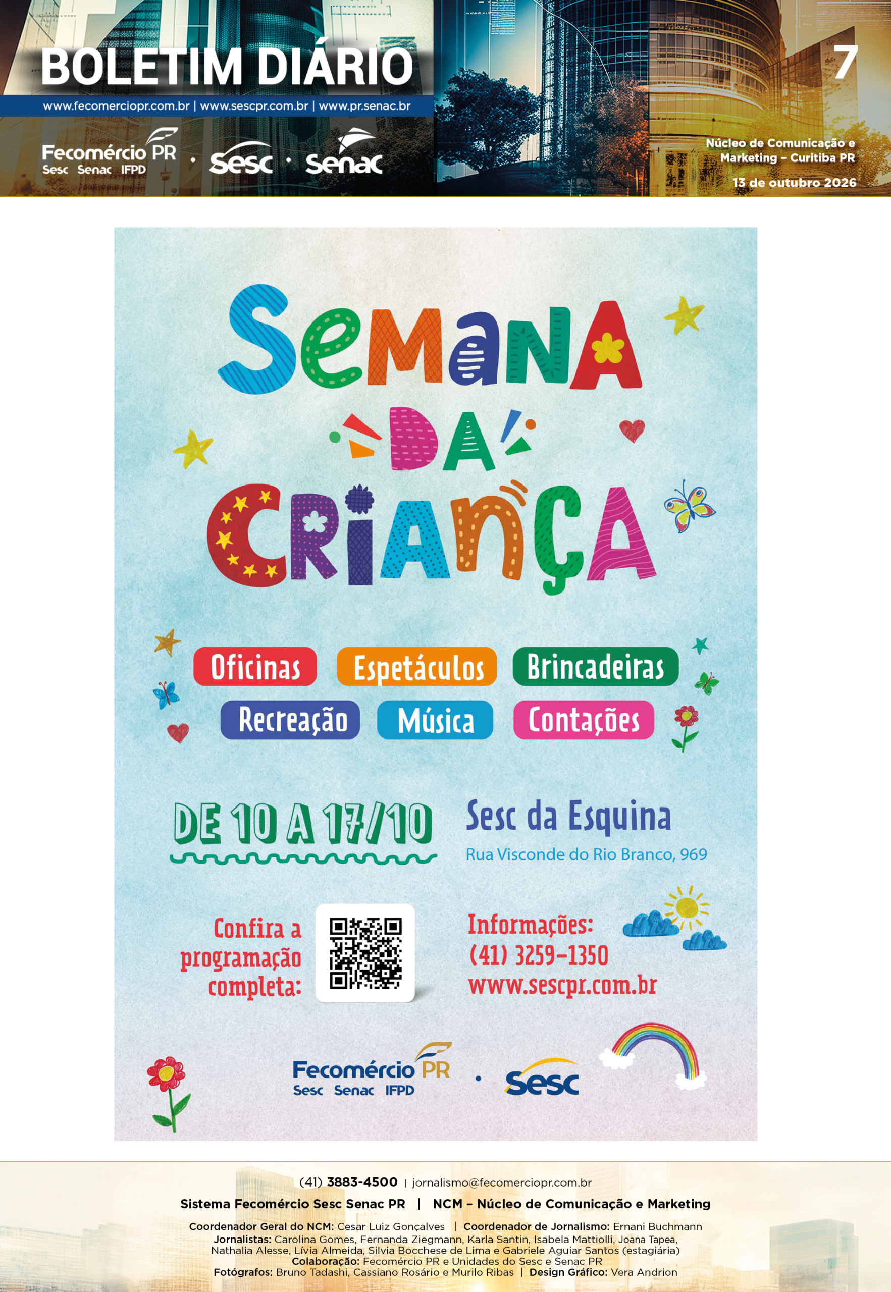 Boletim Diário – 13/10/2026 - 13/10/2026 | Fecomércio
